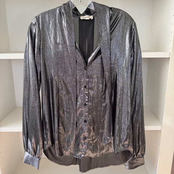 L’AGENCE Silver Gisele Neck Tie Top - Picture 5 of 9